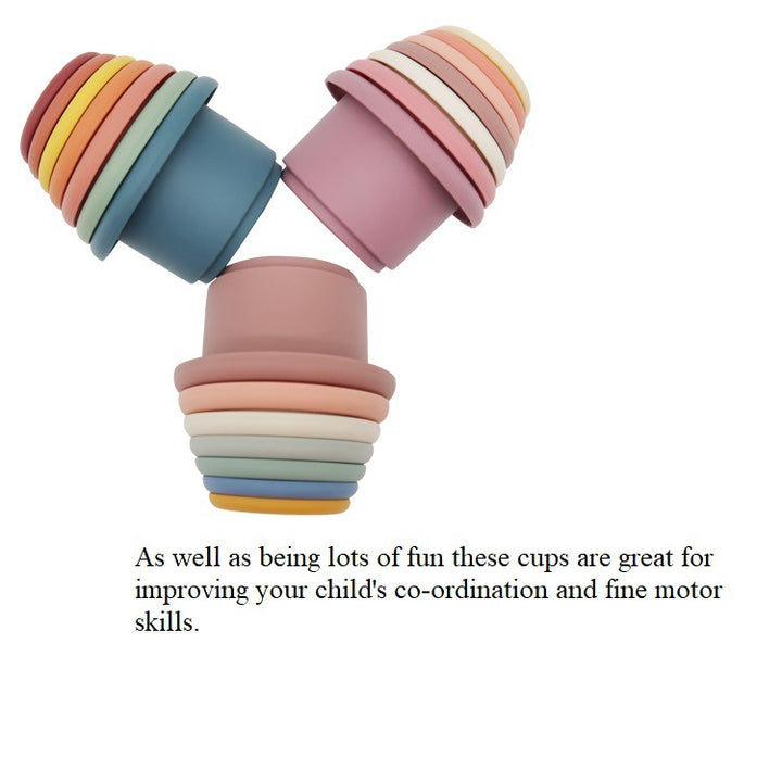 Montessori Silicone Stacking Cups – Hourglass Tower Toy for Babies