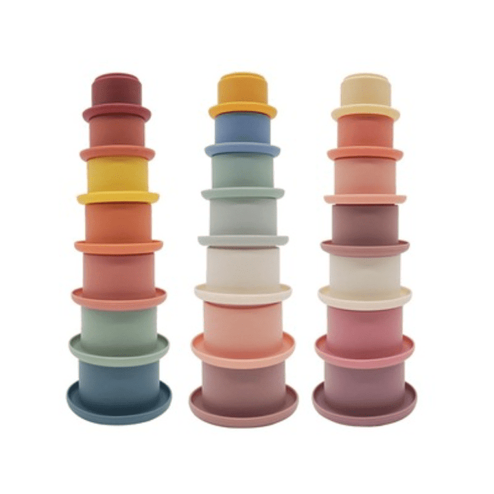 Montessori Silicone Stacking Cups – Hourglass Tower Toy for Babies