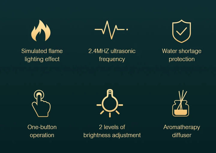 New Aroma Diffuser Air Humidifier Ultrasonic Cool Mist Maker Fogger Led Essential Oil Flame Lamp Difusor