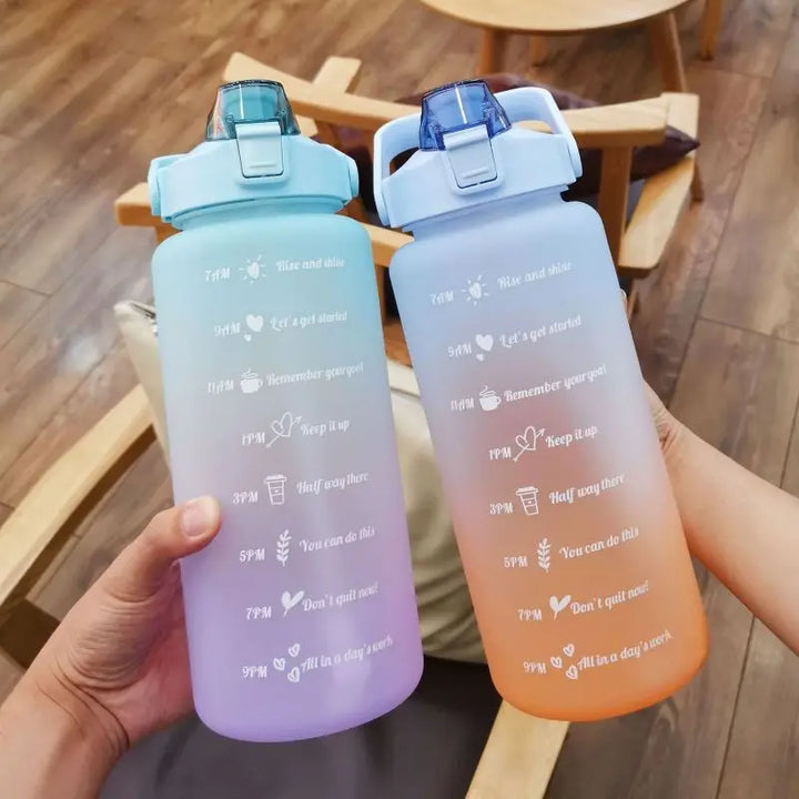 Large 2L Sports Water Bottle – Straw & Hour Markings