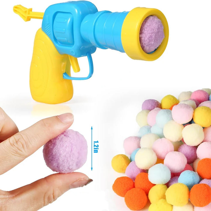 Cat Toys Interactive Launch Training Toy For Pet Kitten Creative Mini Shooting Gun Games Stretch Plush Ball Toys Pet Supplies
