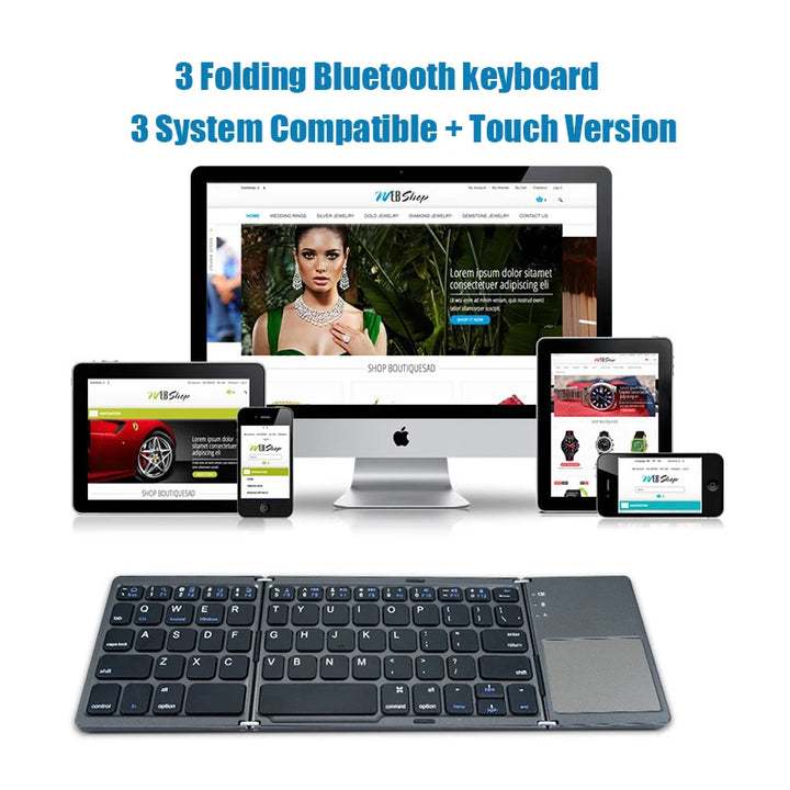New Wireless Folding Keyboard Bluetooth  With Touchpad For Windows, Android, IOS,Phone,Multi-Function