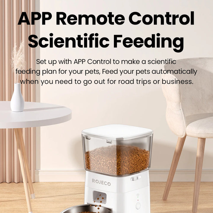 ROJECO Automatic Pet Feeder for Cats & Dogs - Smart Control