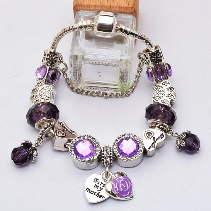 Beautiful White Heart Crystal Flower Charm Bracelets for Women Fashion Jewelry