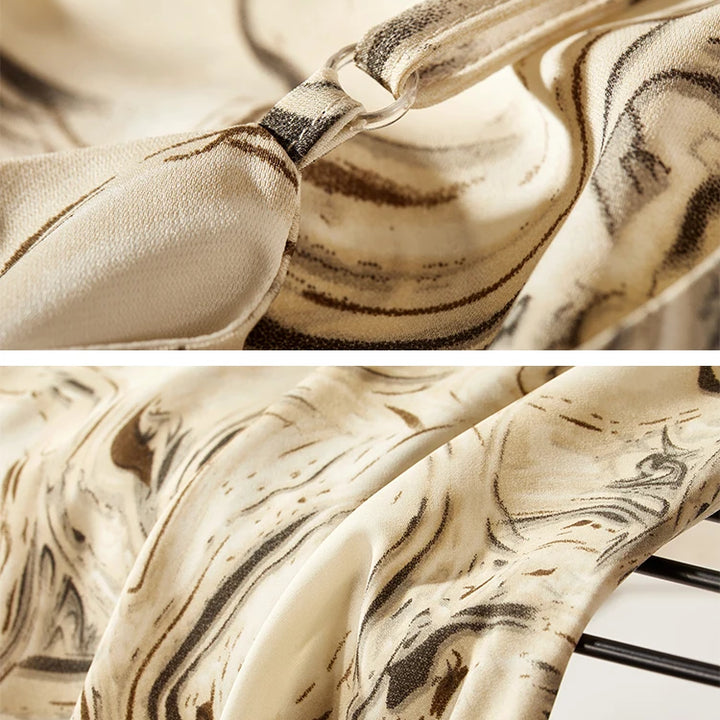 Elegant Print Midi Dress – Slim Fit Sundress for Casual Autumn Looks