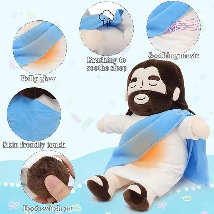 Breathing Jesus Plush Toy – Soothing Musical Sleep Companion with 4-Mode Adjustment | Christmas Gift for Kids