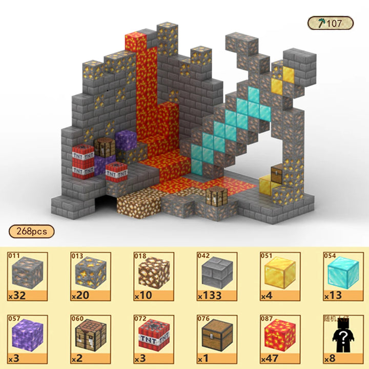 Magnetic Building Block Magnet Cube Mine World Set for Boy Girl Kid Age 3+ DIY Model Children STEM Sensory Toy Christmas Gift