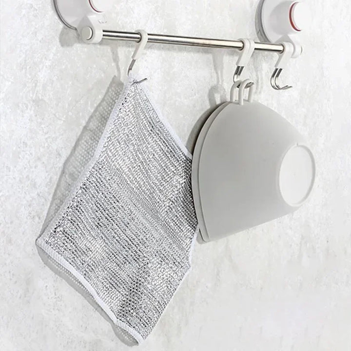 Reusable Metal Mesh Cleaning Cloth – Quick-Dry Microfiber Scrubber for Pots, Pans & Stovetops