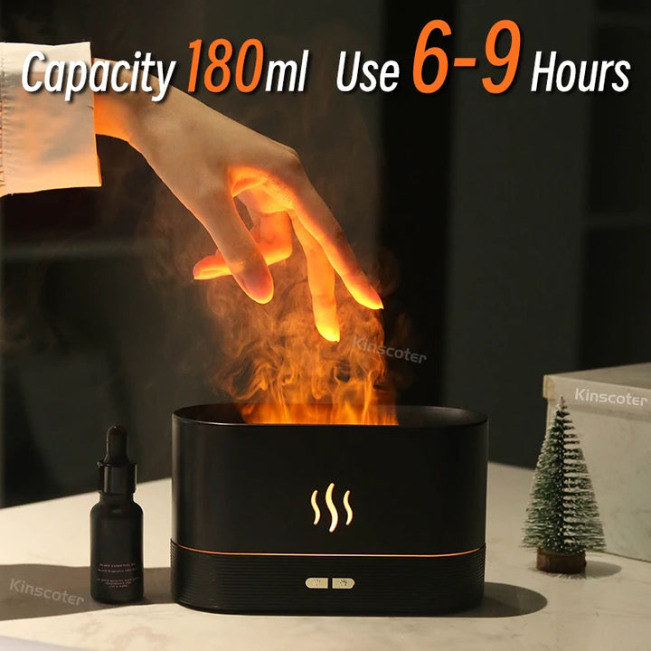New Aroma Diffuser Air Humidifier Ultrasonic Cool Mist Maker Fogger Led Essential Oil Flame Lamp Difusor
