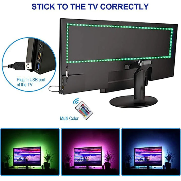 "USB LED Strip Light – 5M Color-Changing RGB for TV, Gaming & Parties "