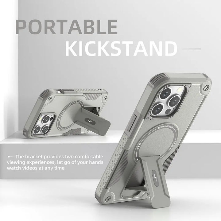 For Magsafe Case For iPhone 17 Air 16 14 13 11 12 15 Pro Max Magnetic Wireless Charging Wrist Strap Hard Cover With Stand Holder