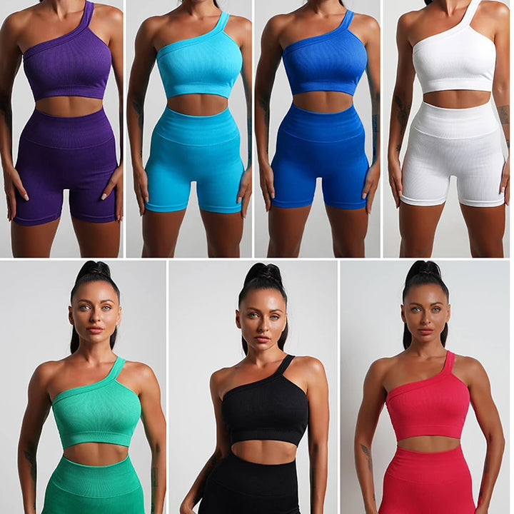 Seamless High-Waist Yoga Set – Workout Leggings & Crop Top for Women