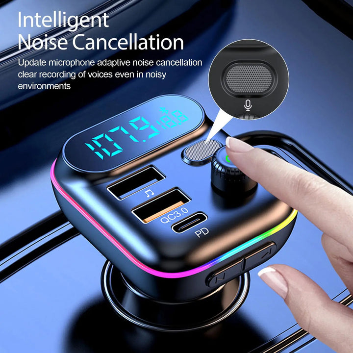 Bluetooth 5.0 FM Transmitter for Cars with USB Charger