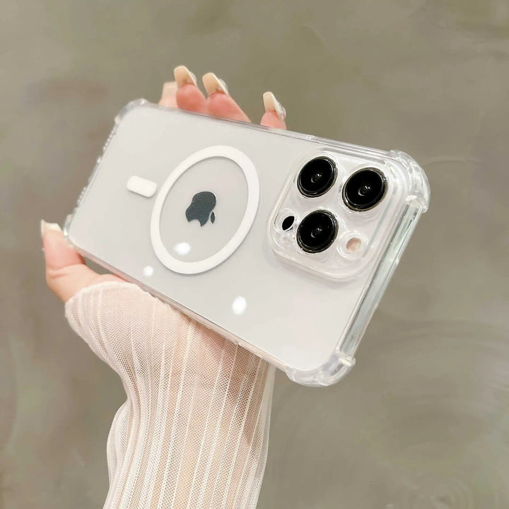 Luxury Shockproof Magnetic Clear Case for iPhone 11 12 13 14 15 Pro Max Plus with Wireless Charger