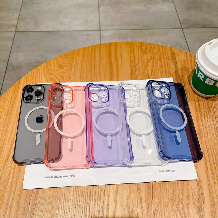 Luxury Shockproof Magnetic Clear Case for iPhone 11 12 13 14 15 Pro Max Plus with Wireless Charger