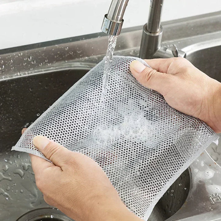 Reusable Metal Mesh Cleaning Cloth – Quick-Dry Microfiber Scrubber for Pots, Pans & Stovetops