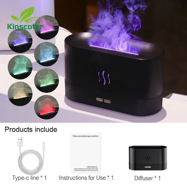 New Aroma Diffuser Air Humidifier Ultrasonic Cool Mist Maker Fogger Led Essential Oil Flame Lamp Difusor