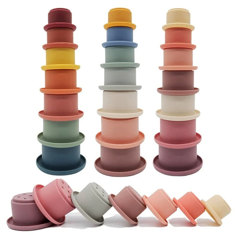 Montessori Silicone Stacking Cups – Hourglass Tower Toy for Babies