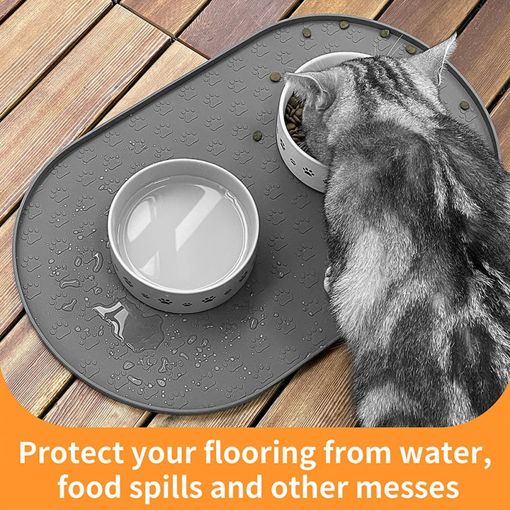 New Dog Food Mat Cat Bowl Easy Clean Non-Slip Round Silicone Water Feeder Supplies