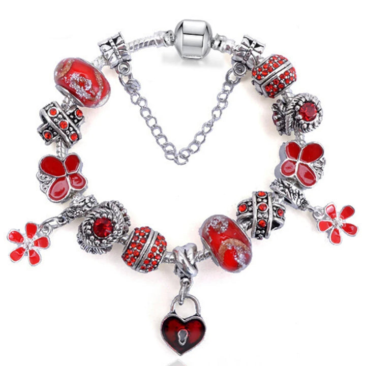 Beautiful White Heart Crystal Flower Charm Bracelets for Women Fashion Jewelry