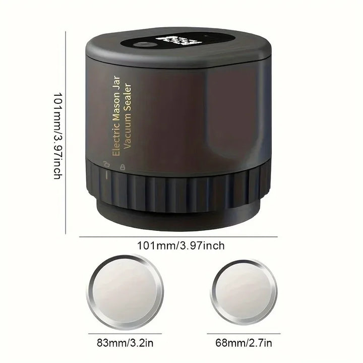 Electric Mason Jar Vacuum Sealer Kit - Cordless & Portable