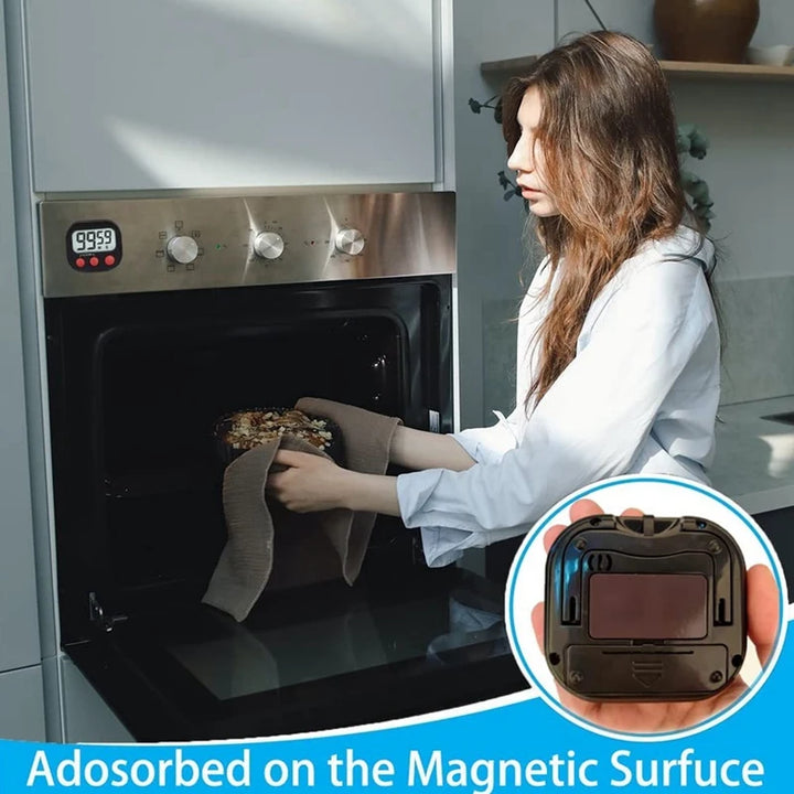 Magnetic LED Digital Timer - Silent Countdown Clock with Rotary Control for Kitchen, Study and Cooking