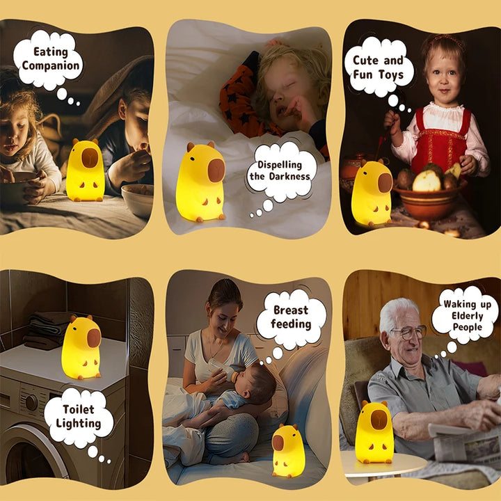 Capybara LED Night Light – Soft Glow Bedside Lamp for Kids & Adults