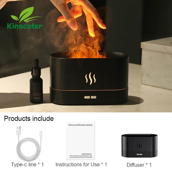 New Aroma Diffuser Air Humidifier Ultrasonic Cool Mist Maker Fogger Led Essential Oil Flame Lamp Difusor