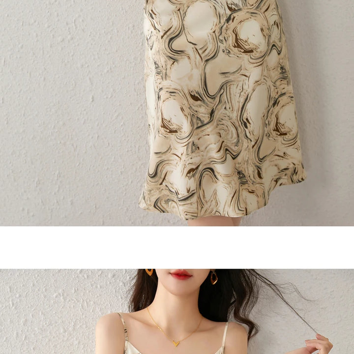 Elegant Print Midi Dress – Slim Fit Sundress for Casual Autumn Looks