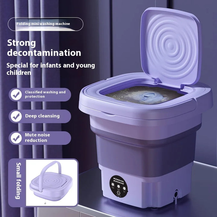 New 8L Mini Portable Foldable Washing Machine with Dryer and Spin for Socks Underwear Panties