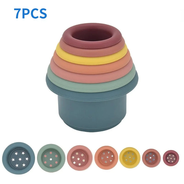 Montessori Silicone Stacking Cups – Hourglass Tower Toy for Babies