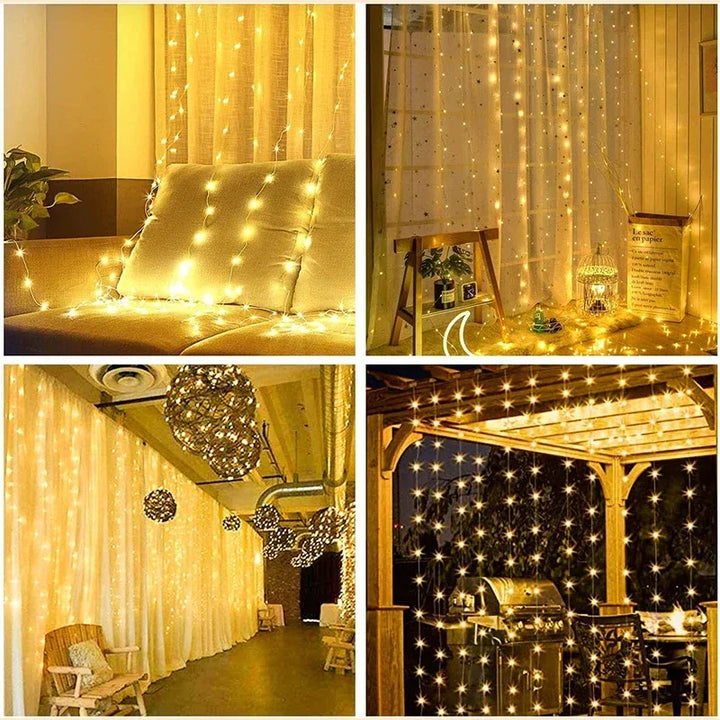 3M LED Curtain String Light Christmas Garland Decoration 8 Modes for Home Garden Xmas Party New Year Wedding