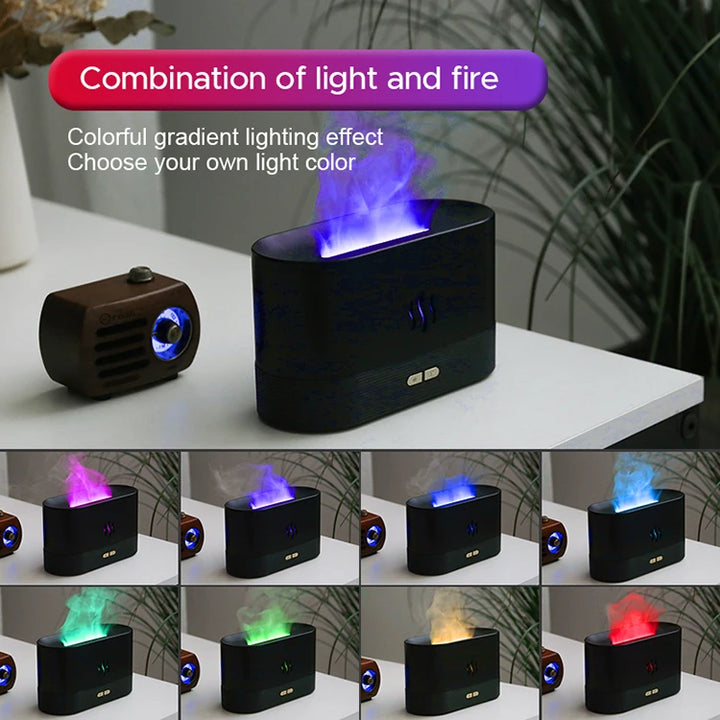 New Aroma Diffuser Air Humidifier Ultrasonic Cool Mist Maker Fogger Led Essential Oil Flame Lamp Difusor