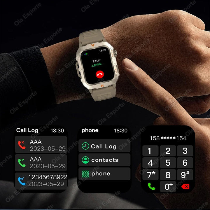 New Smart Watch Men LED Flashlight Blood Pressure Monitoring Multiple Sport Modes Fitness Tracker Outdoor Military HD Smartwatch