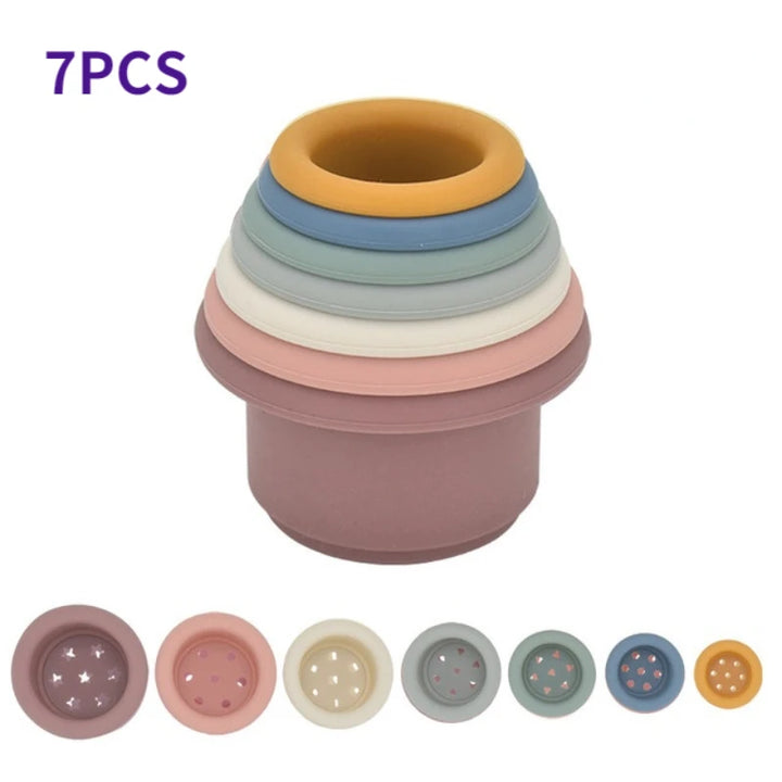 Montessori Silicone Stacking Cups – Hourglass Tower Toy for Babies