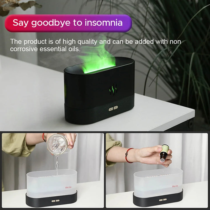 New Aroma Diffuser Air Humidifier Ultrasonic Cool Mist Maker Fogger Led Essential Oil Flame Lamp Difusor