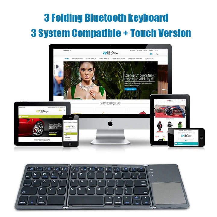 New Wireless Folding Keyboard Bluetooth  With Touchpad For Windows, Android, IOS,Phone,Multi-Function