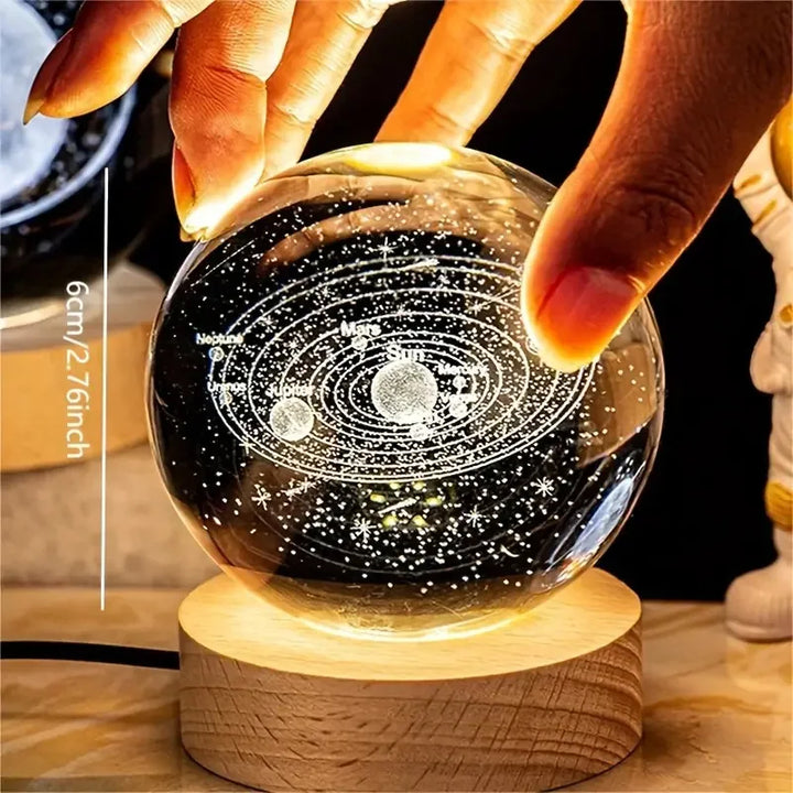 LED Galaxy Crystal Ball – 3D Moon & Planet Table Lamp for Kids, Teens & Birthday Gifts