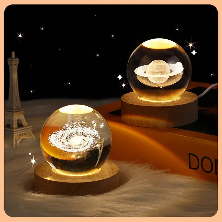 LED Galaxy Crystal Ball – 3D Moon & Planet Table Lamp for Kids, Teens & Birthday Gifts