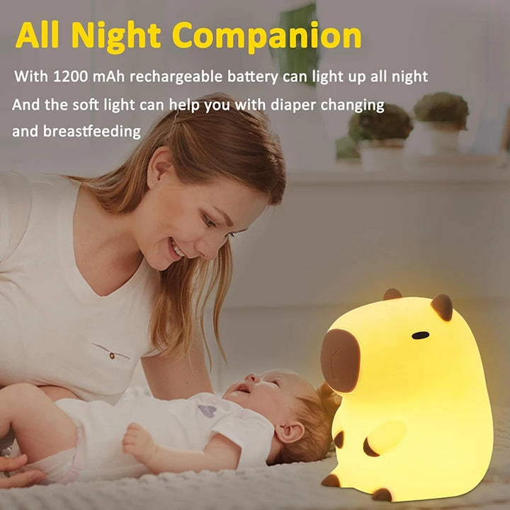Capybara LED Night Light – Soft Glow Bedside Lamp for Kids & Adults