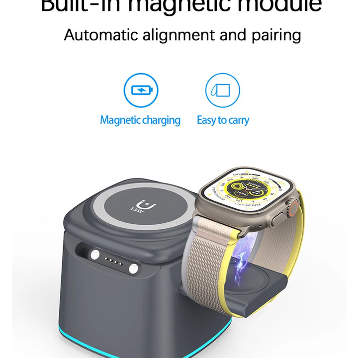 3-in-1 Magnetic Wireless Charger for Apple Devices - 15W Fast Charge