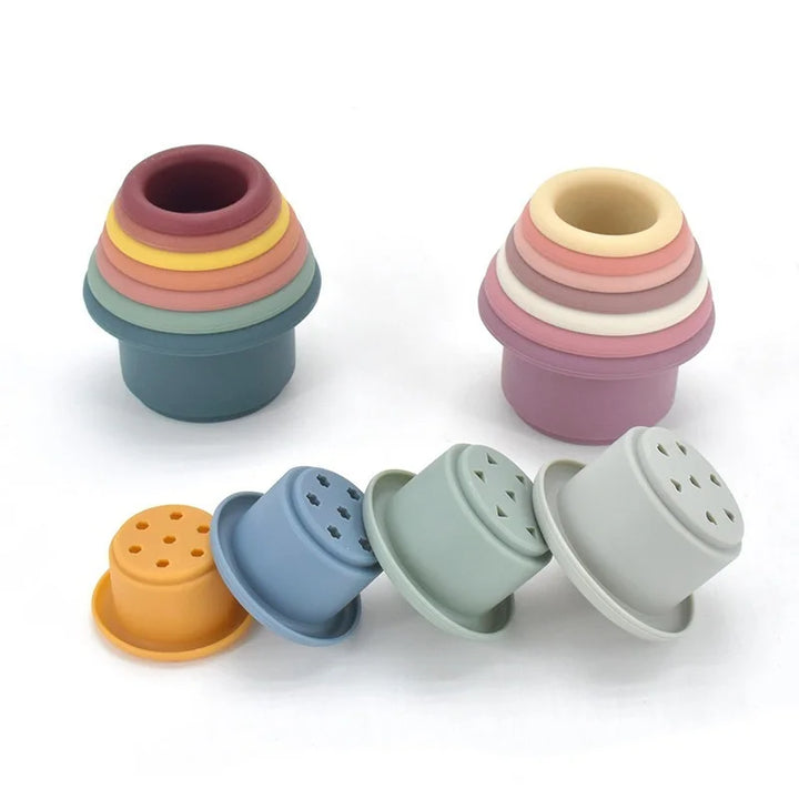 Montessori Silicone Stacking Cups – Hourglass Tower Toy for Babies