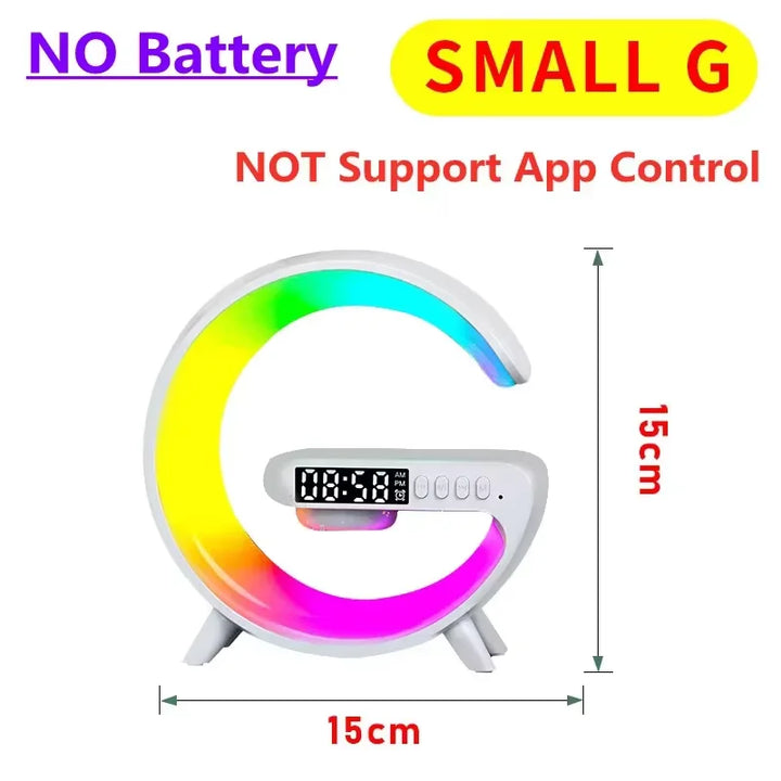 Multifunction RGB Wireless Charger Stand with Alarm Clock & Speaker