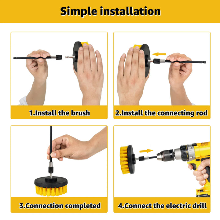 Drill Brush Cleaning Kit – 6-in-1 Scrub Set with Extension Rod