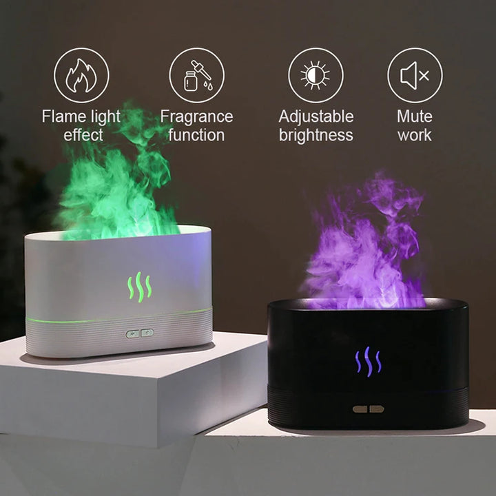 New Aroma Diffuser Air Humidifier Ultrasonic Cool Mist Maker Fogger Led Essential Oil Flame Lamp Difusor