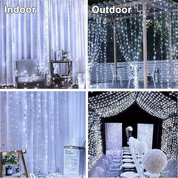 3M LED Curtain String Light Christmas Garland Decoration 8 Modes for Home Garden Xmas Party New Year Wedding