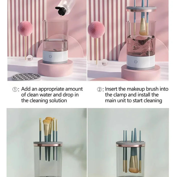 Portable Electric Brush Cleaner – USB Makeup Washer & Quick Dryer