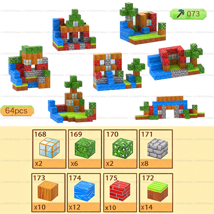 Magnetic Building Block Magnet Cube Mine World Set for Boy Girl Kid Age 3+ DIY Model Children STEM Sensory Toy Christmas Gift