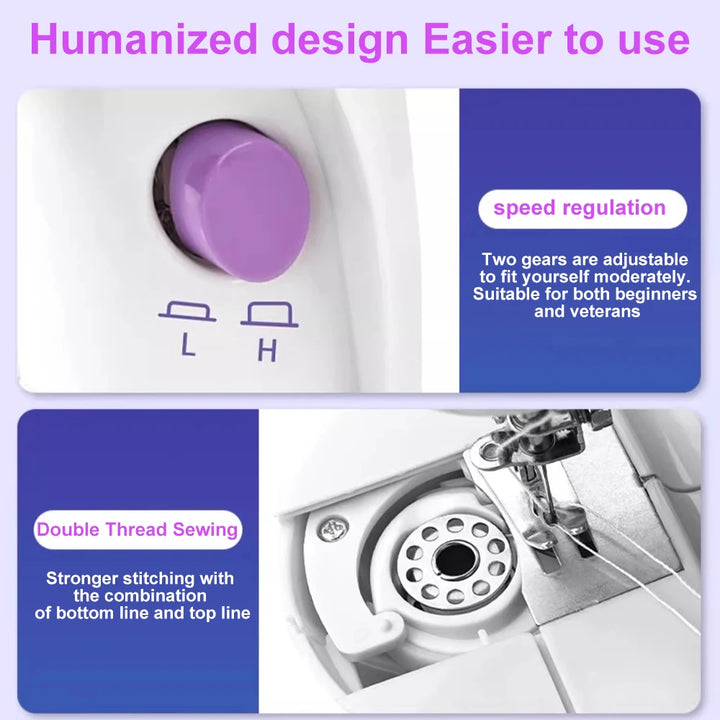 Compact Sewing Machine 202 – With Built-in Light, Cutter & Pedal | Ideal for Beginners