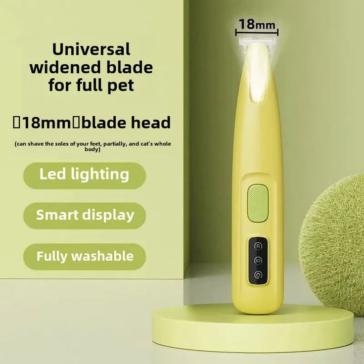 Waterproof Dog Paw Trimmer with LED Light – Pet Hair Grooming Clippers with LED Display & 18mm Wide Blade